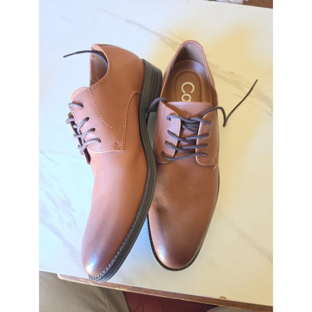 Calvin Klein Men's Carl Smooth Calf Leather Oxford Shoes Brown/Tan Size 7.5